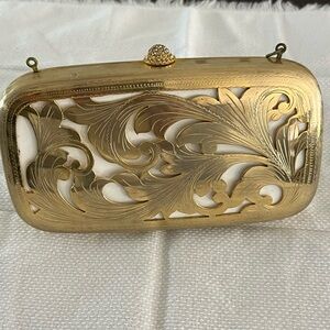 Vintage Antique gold metal clutch purse made by Magid, Italy